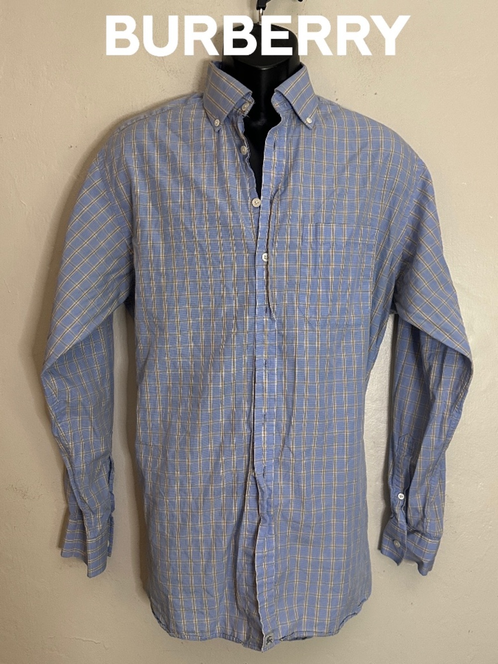 Burberry Plaid Button Down 16.5 neck EU 42 Gently worn 100% cotton 24" armpits